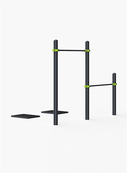 Перекладины разноуровневые с подставкой для ног «Подтягивание лежа на низкой перекладине» TMS-GTOА25.10